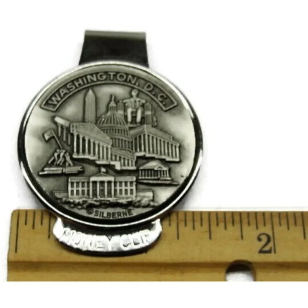 Washington DC Silberne Money Clip Vintage Pewter White House Capitol Cash Holder